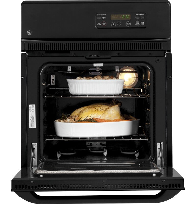 GE  24" Electric Single Self-Cleaning Wall Oven - Black on Black (JRP20BJBB)