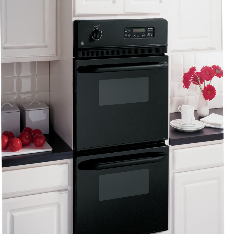 GE  24" Double Wall Oven - Black on Black (JRP28BJBB)