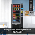 Refrigerated Snack and Drink Vending Machine with 36 Slots Featuring a Credit Card Reader and Coin/Bill Acceptor in Black
