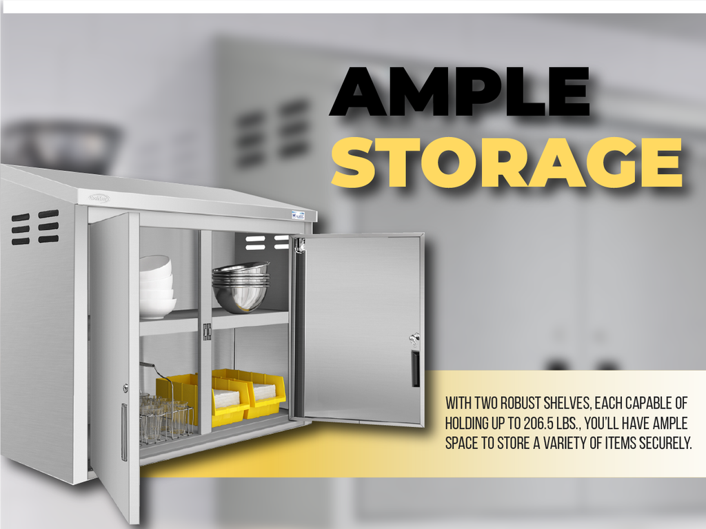 36 in. Kitchen Wall Cabinet with Hinged Doors and 2 shelves in Stainless-Steel