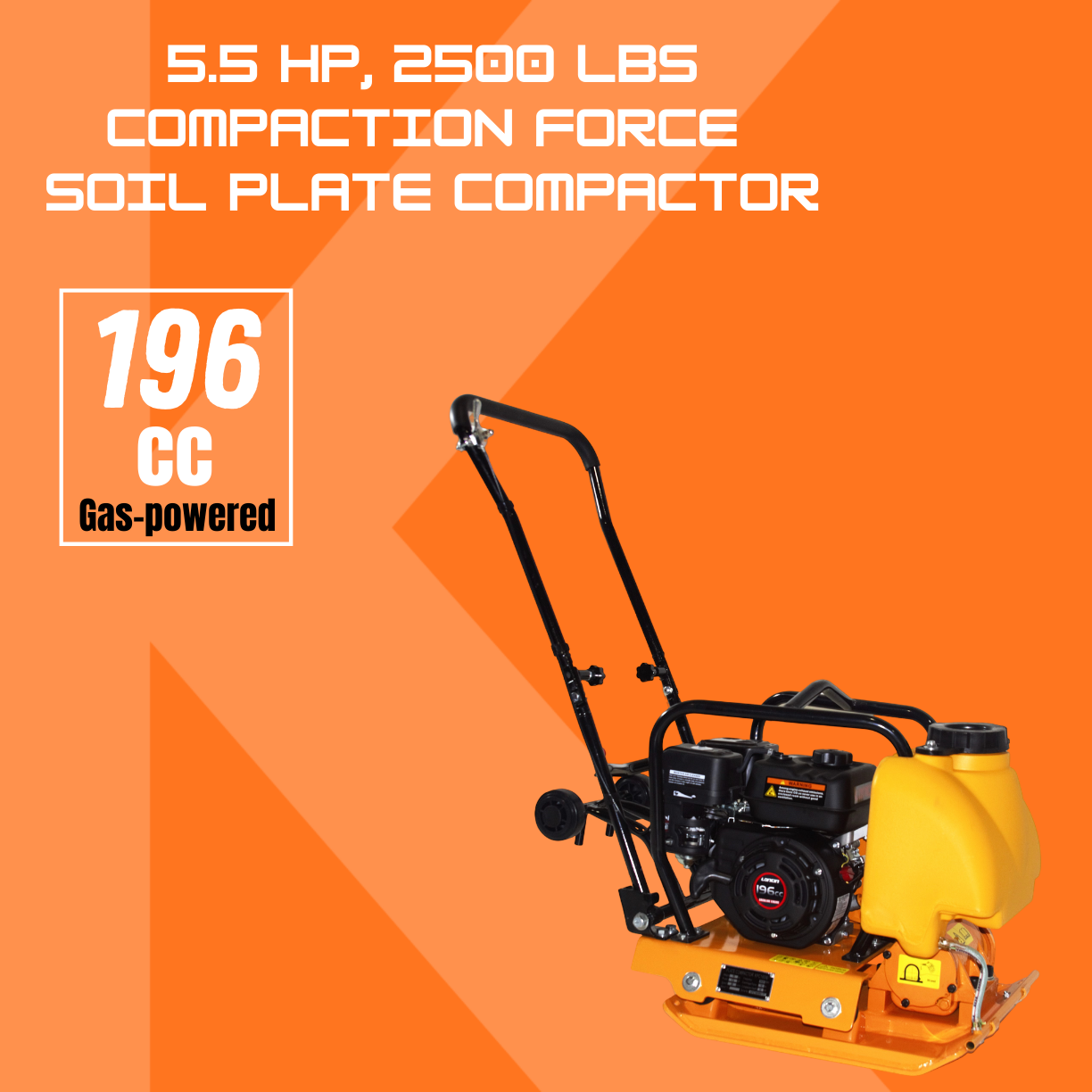 Kushlan KPC160L Plate Compactor 2500 lbs Compaction 5.5 HP Loncin G160F Engine New