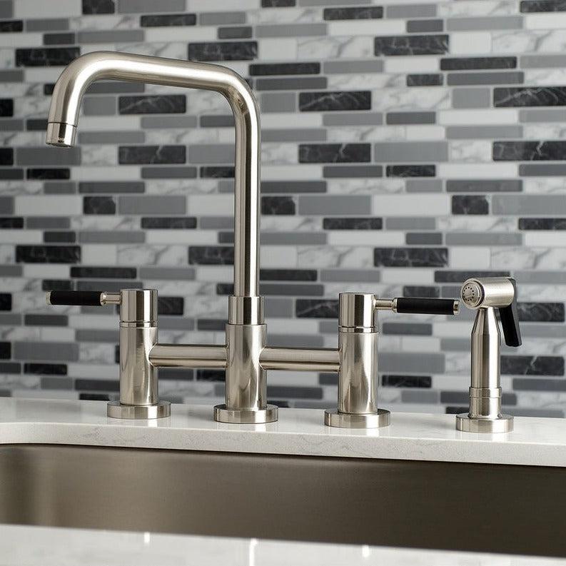Kingston Brass Concord Two-Handle Bridge Kitchen Faucet with Brass Side Sprayer (KS828)