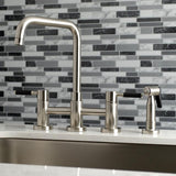 Kingston Brass Concord Two-Handle Bridge Kitchen Faucet with Brass Side Sprayer (KS828)