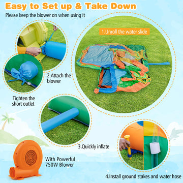 Costway Kids Inflatable Water Slide Soccer Gate 750W Blower 218436975 New