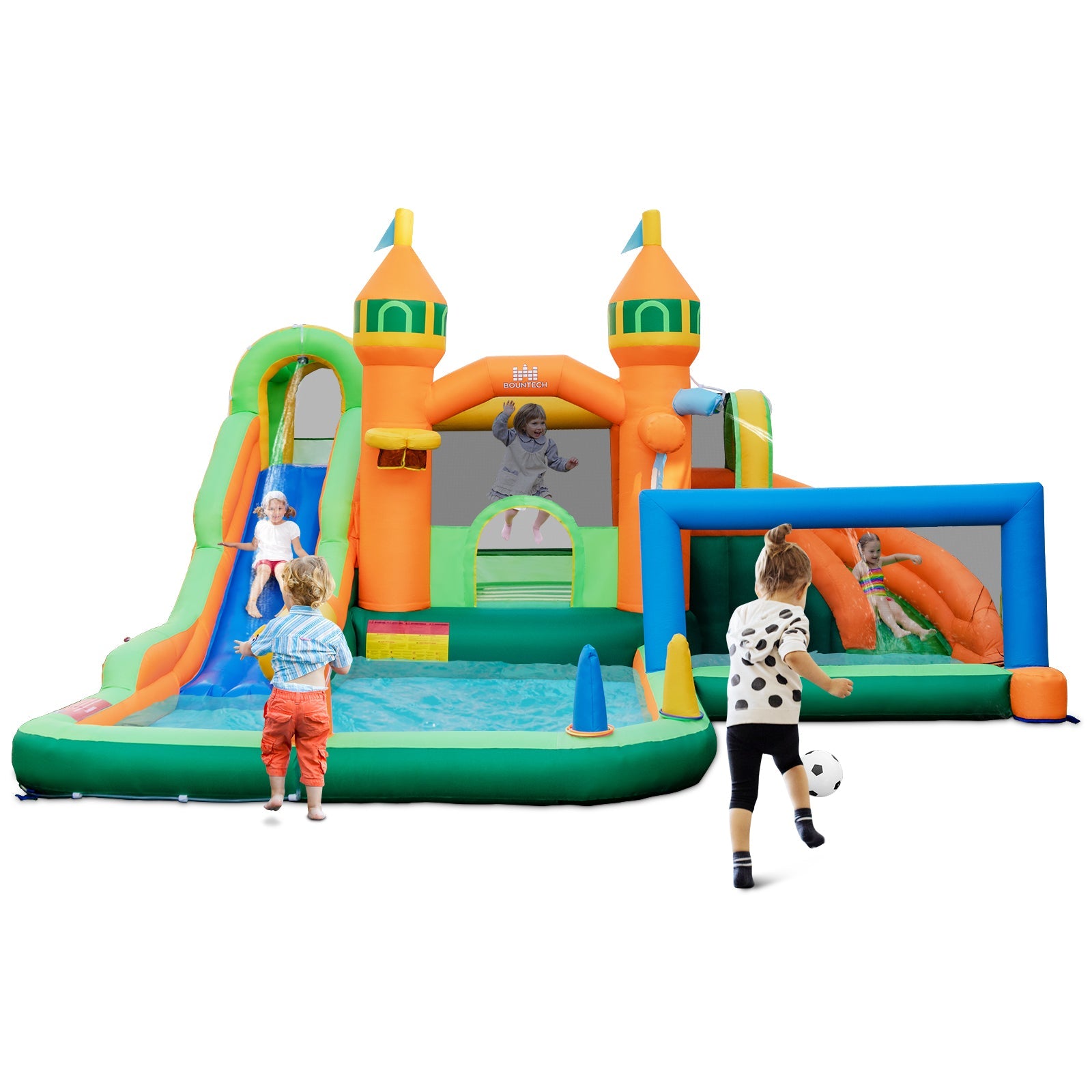 Costway Kids Inflatable Water Slide Soccer Gate 750W Blower 218436975 New