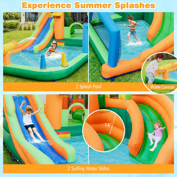 Costway Kids Inflatable Water Slide Soccer Gate 750W Blower 218436975 New