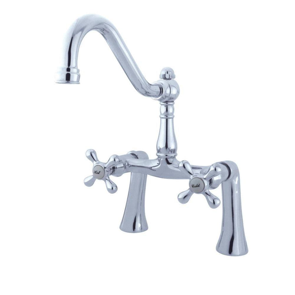 Kingston Brass Restoration 7-Inch Center Deck Mount Clawfoot Tub Faucet Polished Chrome