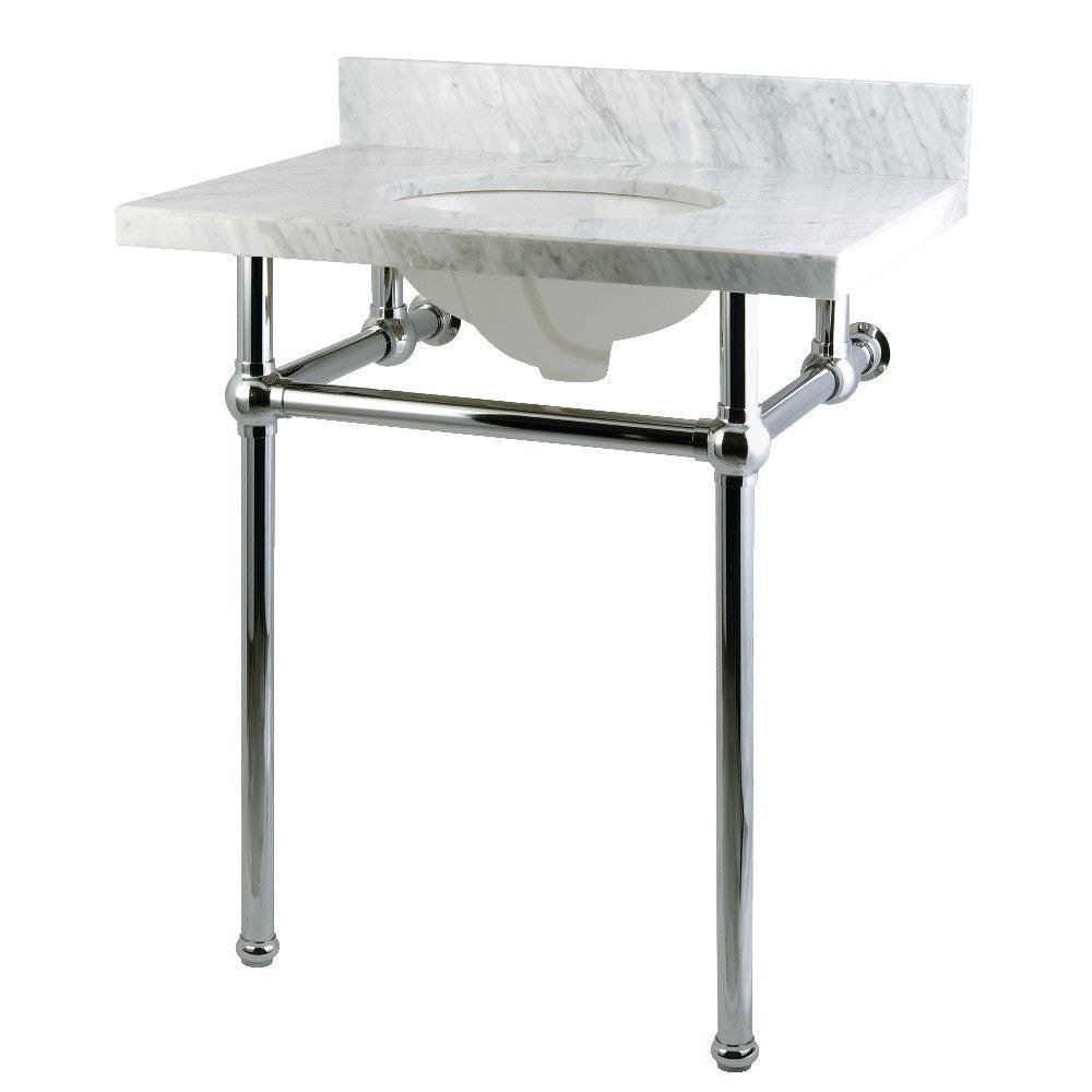 Kingston Brass Templeton 30 in. x 22 in. Carrara Marble Vanity Top with Brass Console Legs (KVPB30MB) main image.