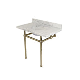 Kingston Brass Templeton 36 in. x 22 in. Carrara Marble Vanity Top with Brass Console Legs (KVPB36MB) main image.
