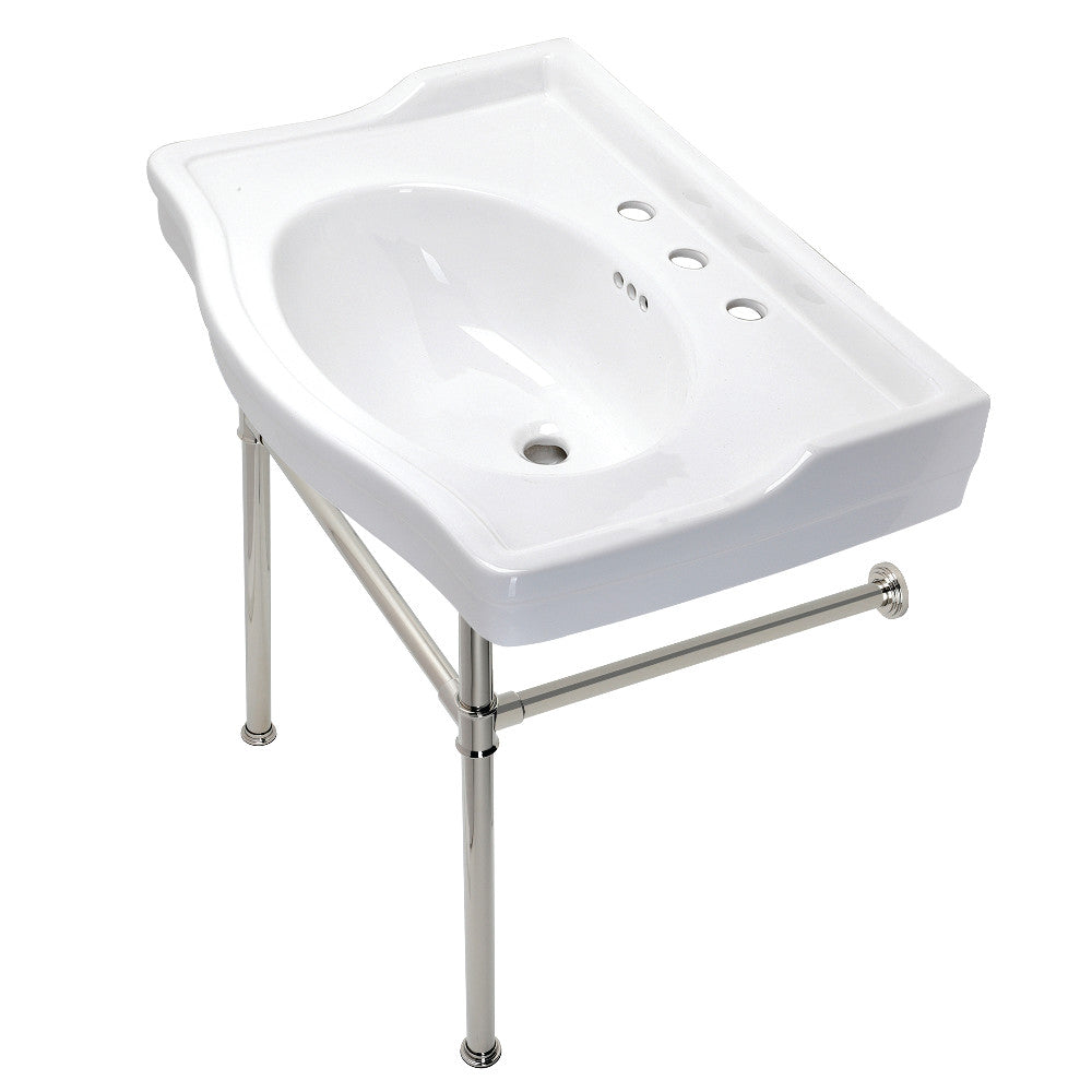 Kingston Brass Victorian 30-Inch Console Sink with Stainless Steel Legs Polished Nickel