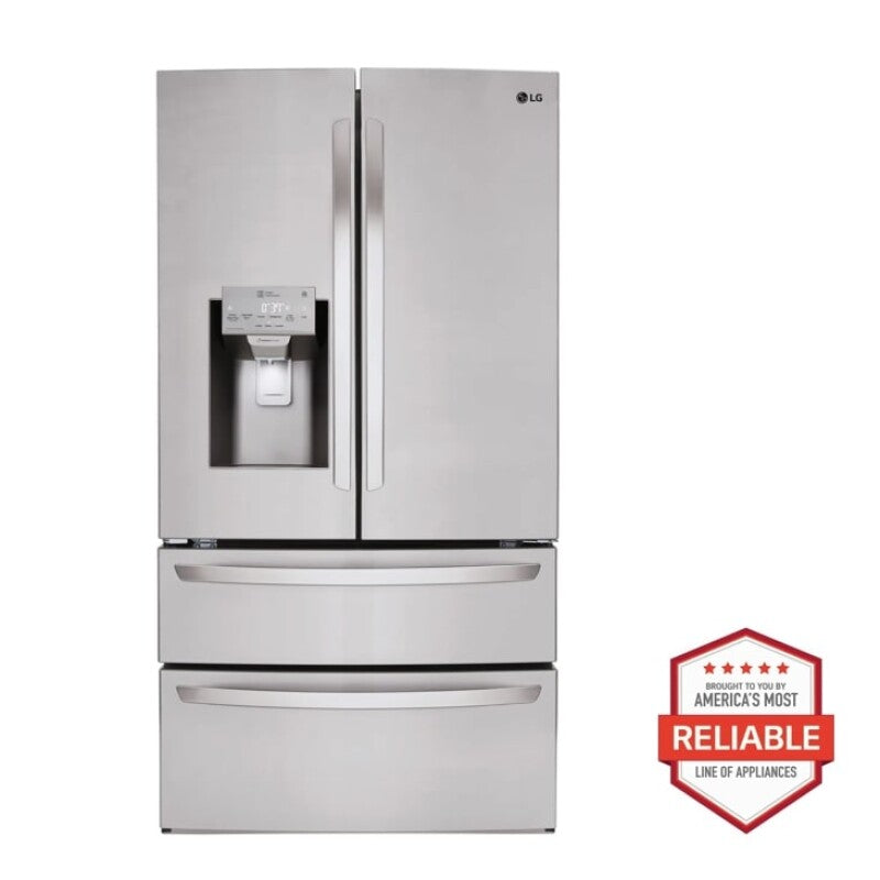 LG  28 Cu. Ft. 4-door French Door, Standard Depth, Ice & Water, Double Freezer, Stainless Steel - Stainless Steel (LMXS28626S)
