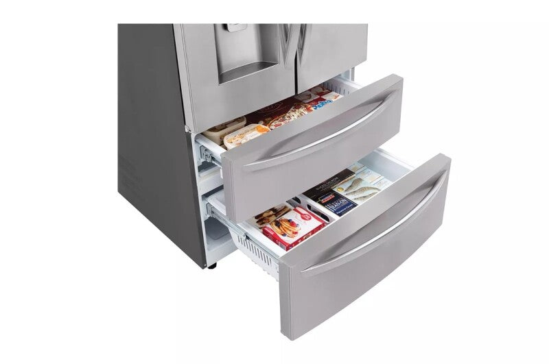 LG  28 Cu. Ft. 4-door French Door, Standard Depth, Ice & Water, Double Freezer, Stainless Steel - Stainless Steel (LMXS28626S)