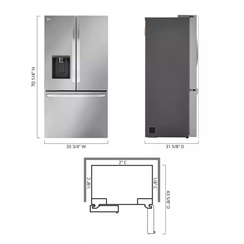 LG  26 Cu. Ft. Smart Counter-depth Max™ Refrigerator With Dual Ice Makers - Stainless Steel (LRFXC2606S)
