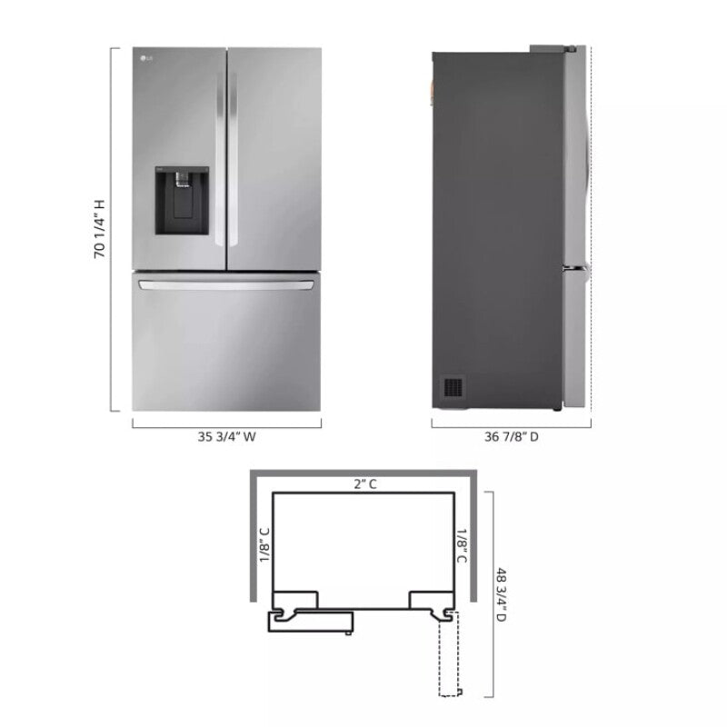 LG  31 Cu. Ft. Smart Standard-depth Max™ French Door Refrigerator With Dual Ice - Stainless Steel (LRFXS3106S)