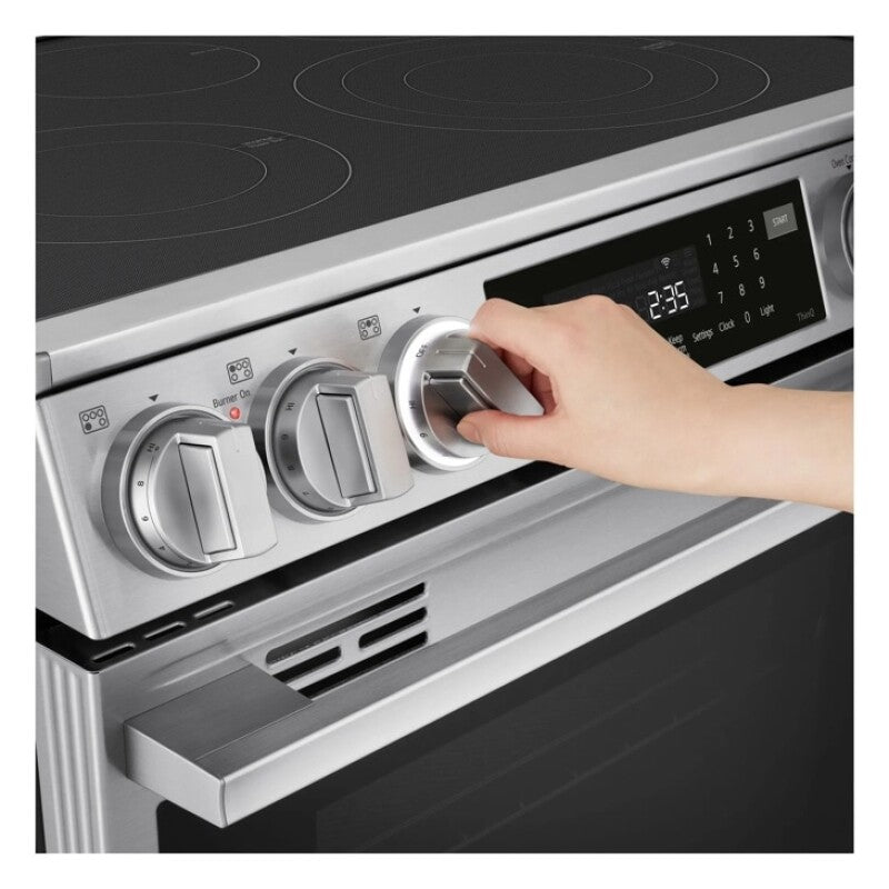 LG  6.3 Cu. Ft. Smart Electric Slide-in Range With Instaview®, Probake Convection®, And Air Fry - Print Proof Stainless Steel (LSEL6337XE)