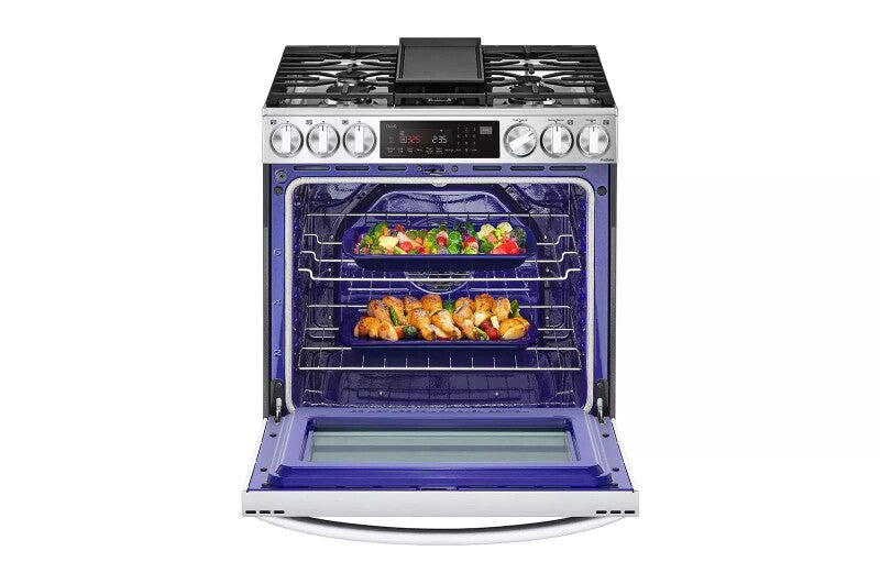 LG  6.3 Cu. Ft. Smart Wi-fi Enabled Probake Convection® Instaview® gas Slide-in Range With Air Fry - Print Proof Stainless Steel (LSGL6335F)