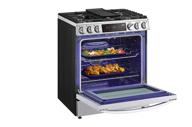 LG  6.3 Cu. Ft. Smart Wi-fi Enabled Probake Convection® Instaview® gas Slide-in Range With Air Fry - Print Proof Stainless Steel (LSGL6335F)