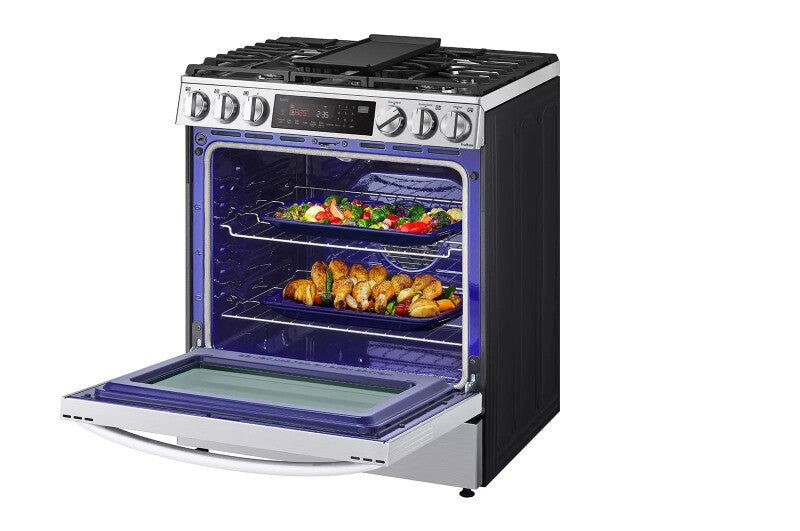 LG  6.3 Cu. Ft. Smart Wi-fi Enabled Probake Convection® Instaview® gas Slide-in Range With Air Fry - Print Proof Stainless Steel (LSGL6335F)