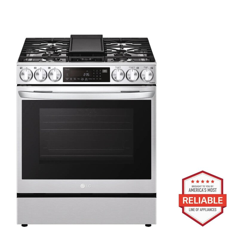 LG  6.3 Cu. Ft. Smart Wi-fi Enabled Probake Convection® Instaview® gas Slide-in Range With Air Fry - Print Proof Stainless Steel (LSGL6335F)