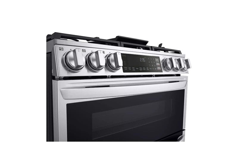 LG  6.9 Cu. Ft. Smart Gas Double Oven Slide-in Range With Instaview®, Probake® Convection, Air Fry, And Air Sous Vide - Print Proof Stainless Steel (LTGL6937F)