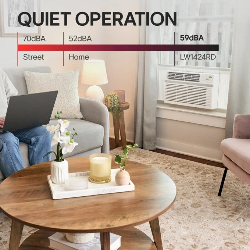 LG  14,000 Btu Window Air Conditioner | Cools Up To 800 Sq. Ft. - White (LW1424RD)