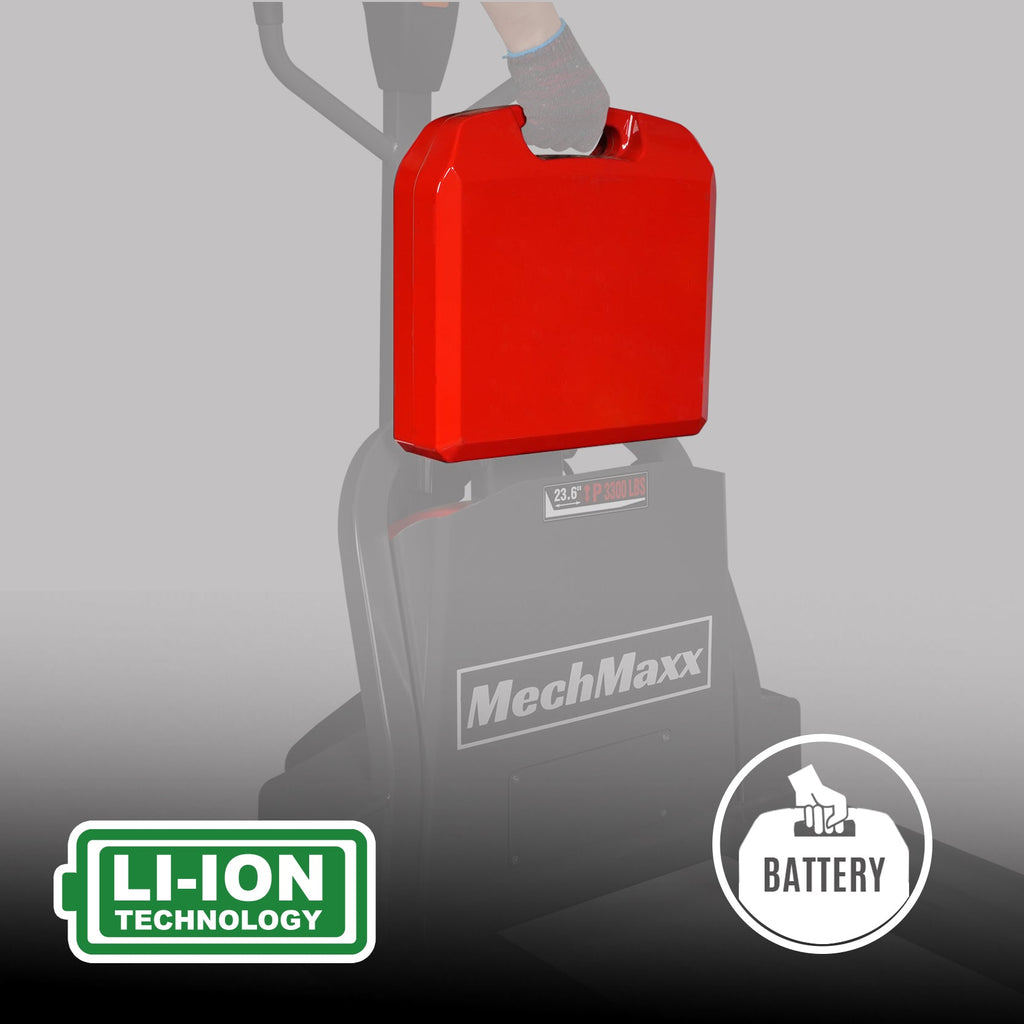 3300lbs Lithium-ion Electric Pallet Jack,  45"x27" Fork,  24V 40Ah Removable Battery,  Walkie Type Truck,  LPT33