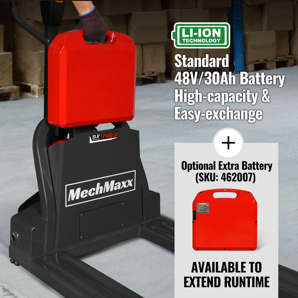 4400lbs Lithium-ion Electric Pallet Jack,  45"x27" Fork,  48V 30Ah Removable Battery,  Walkie Type Truck,  LPT44