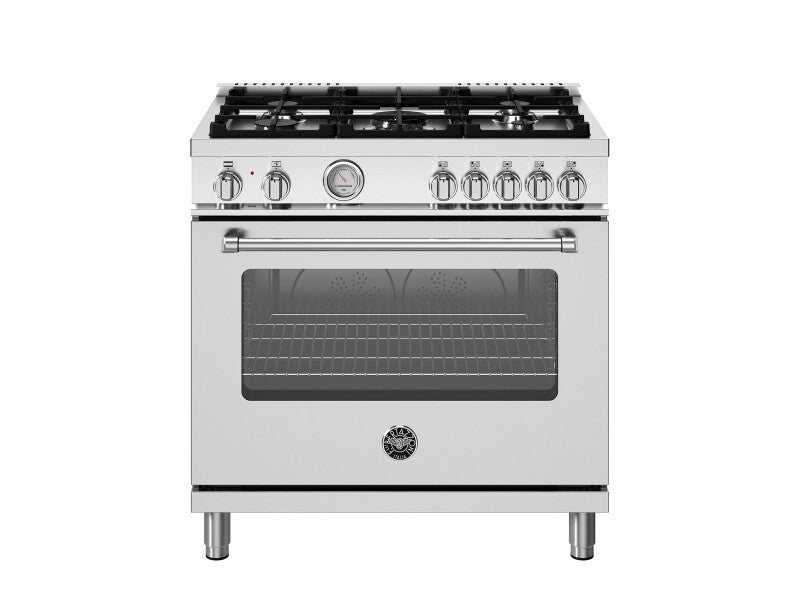BERTAZZONI  36 inch Dual Fuel Range, 5 Burner, Electric Oven - Stainless Steel (MAS365DFMXV)