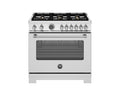 BERTAZZONI  48 inch Dual Fuel Range, 6 Brass Burners and Griddle, Electric Self-Clean Oven - Stainless Steel (MAS366BCFGMXT)