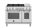 BERTAZZONI  48 inch Dual Fuel Range, 6 Burners and Griddle, Electric Oven - Stainless Steel (MAS486GDFMXV)