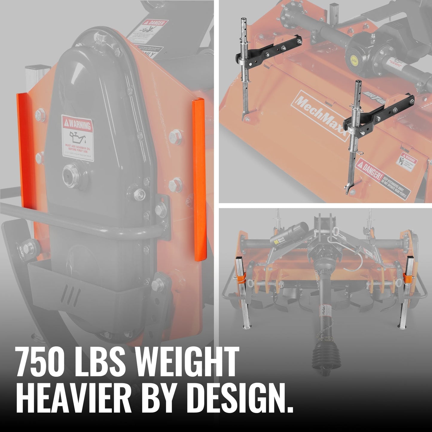 MechMaxx MRT48 Rotary Tiller 48" 3 Point Hitch Cat. 1 & 2 Gear Drive PTO Shaft Included Slip Clutch 25-50 HP New
