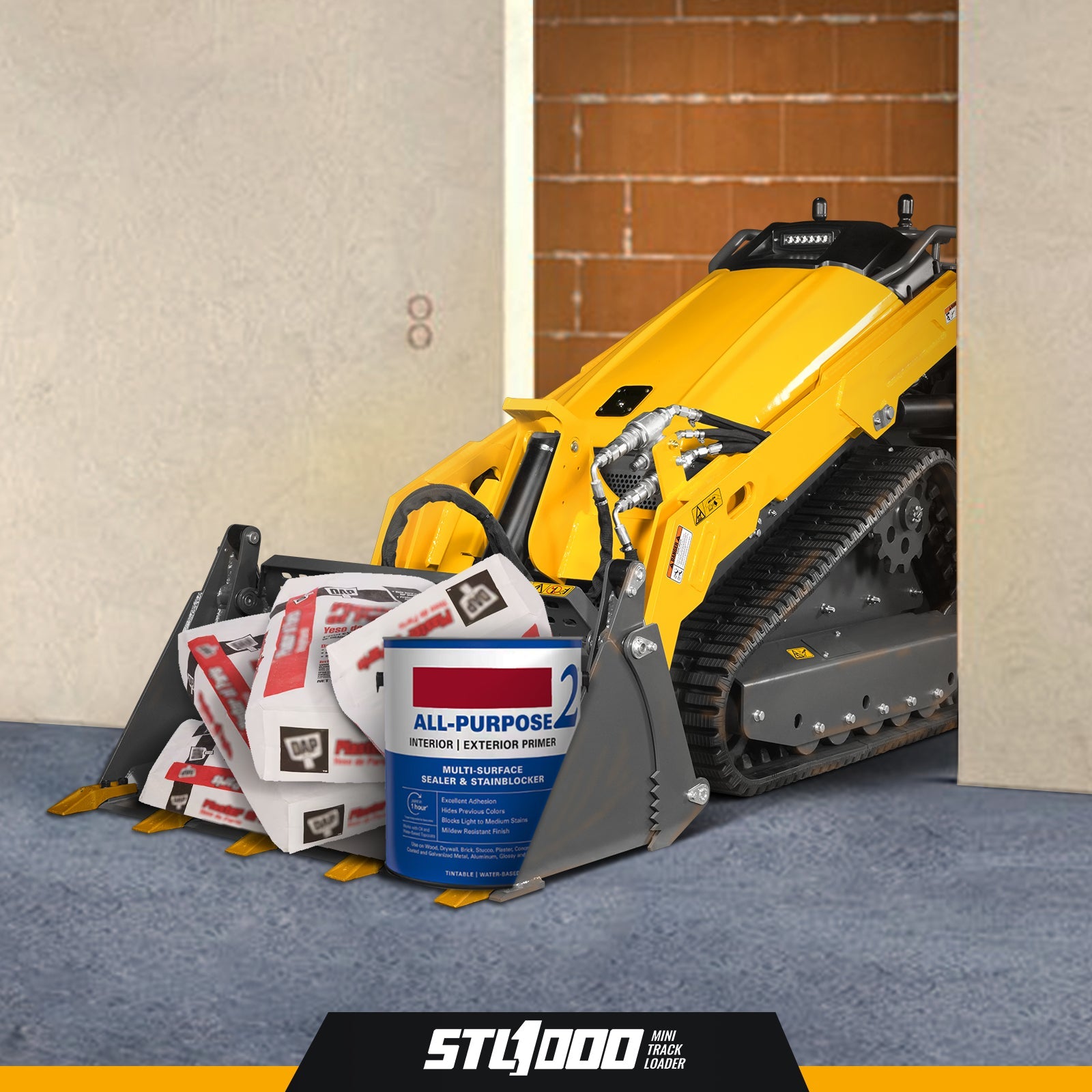 Mini Skid Steer Stand On Compact Track Loader ( 4 in 1 bucket included ) with 25HP KUBOTA D1105 Diesel Engine,  Common Industry Interface (CII),  CROBA  STL1000