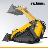 Mini Skid Steer Stand On Compact Track Loader ( 4 in 1 bucket included ) with 25HP KUBOTA D1105 Diesel Engine,  Common Industry Interface (CII),  CROBA  STL1000