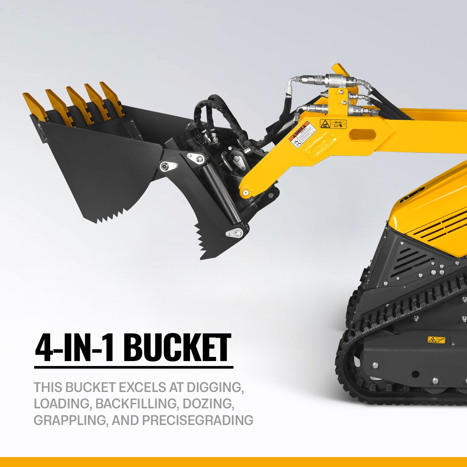 Mini Skid Steer Stand On Compact Track Loader ( 4 in 1 bucket included ) with 25HP KUBOTA D1105 Diesel Engine,  Common Industry Interface (CII),  CROBA  STL1000