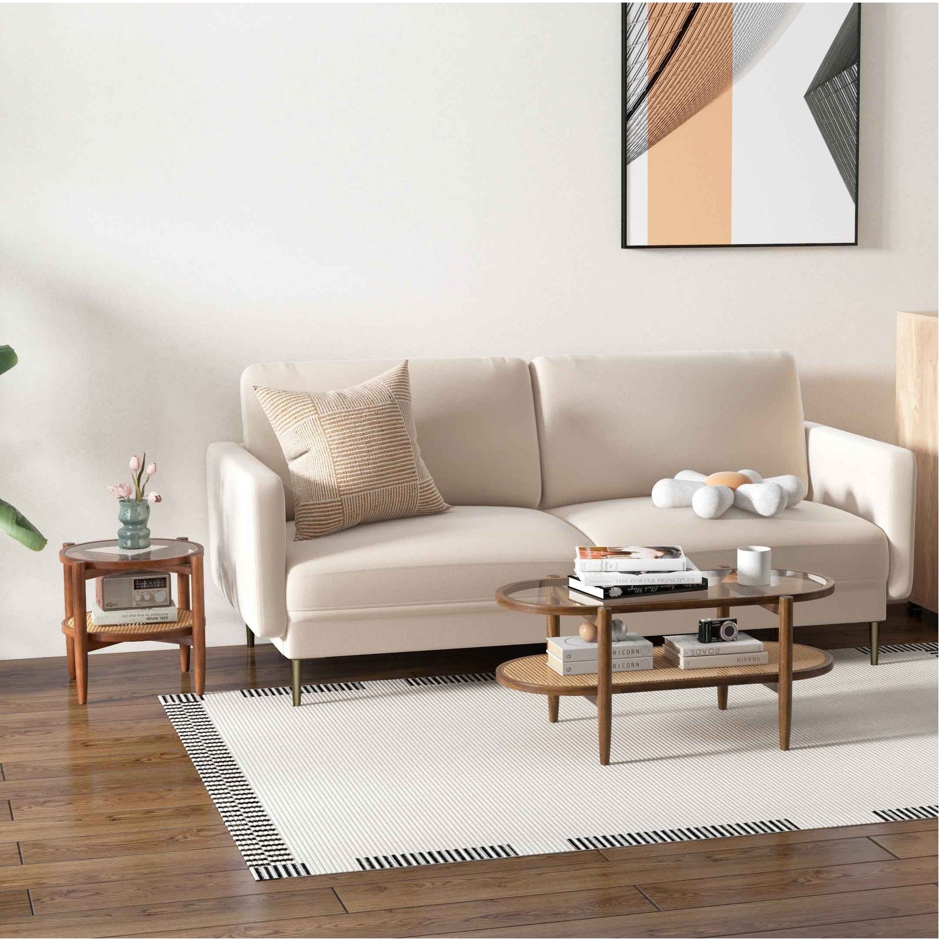 Costway Modern Living Room Set Loveseat Armchair Side & Coffee Table 95971332 New