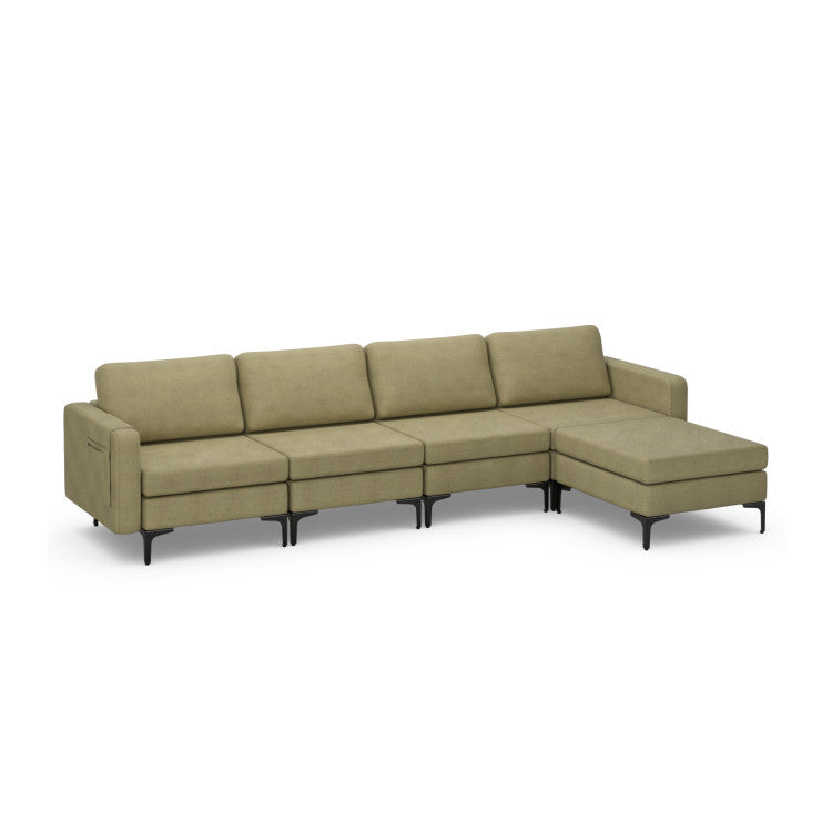 Costway Modern L-Shaped Modular Sectional Sofa Lift-Top Coffee Table 3-Globe Floor Lamp Set 21450586 New