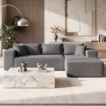 Costway Modular L-Shaped Corduroy Sectional Sofa Deep Seats 83403305 New