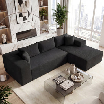 Costway Modular L-Shaped Corduroy Sectional Sofa Deep Seats 83403305 New