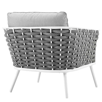 Stance Outdoor Patio Aluminum Armchair in White / Gray EEI-3054