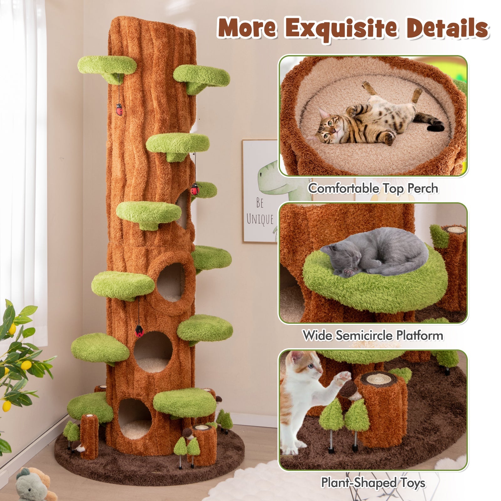 Costway 90.5" Tall Multifunctional Cat Tree Private Condos Indoor Cats 578692314 New