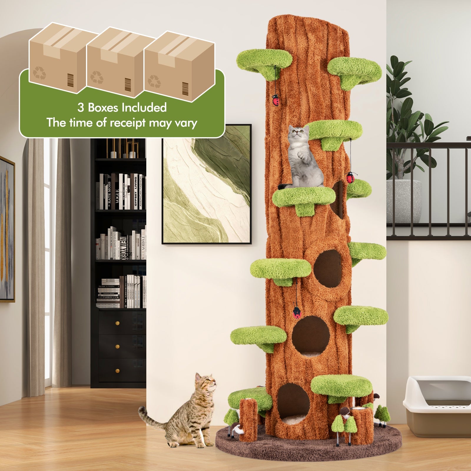 Costway 90.5" Tall Multifunctional Cat Tree Private Condos Indoor Cats 578692314 New