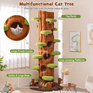 Costway 90.5" Tall Multifunctional Cat Tree Private Condos Indoor Cats 578692314 New