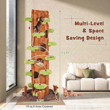 Costway 90.5" Tall Multifunctional Cat Tree Private Condos Indoor Cats 578692314 New