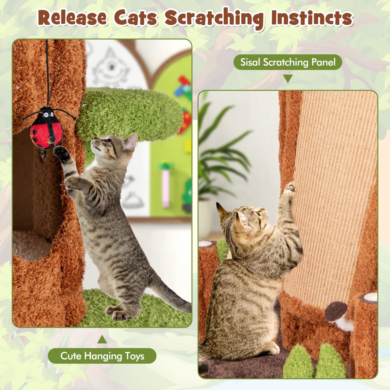 Costway 90.5" Tall Multifunctional Cat Tree Private Condos Indoor Cats 578692314 New