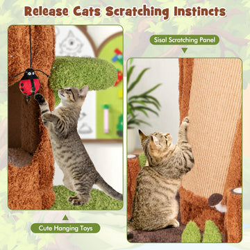 Costway 90.5" Tall Multifunctional Cat Tree Private Condos Indoor Cats 578692314 New