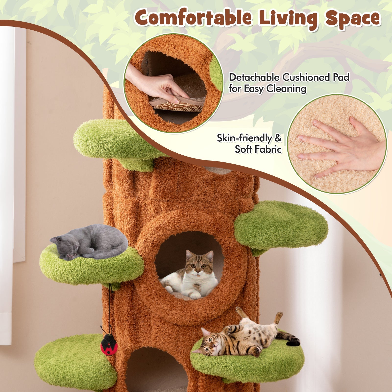 Costway 90.5" Tall Multifunctional Cat Tree Private Condos Indoor Cats 578692314 New