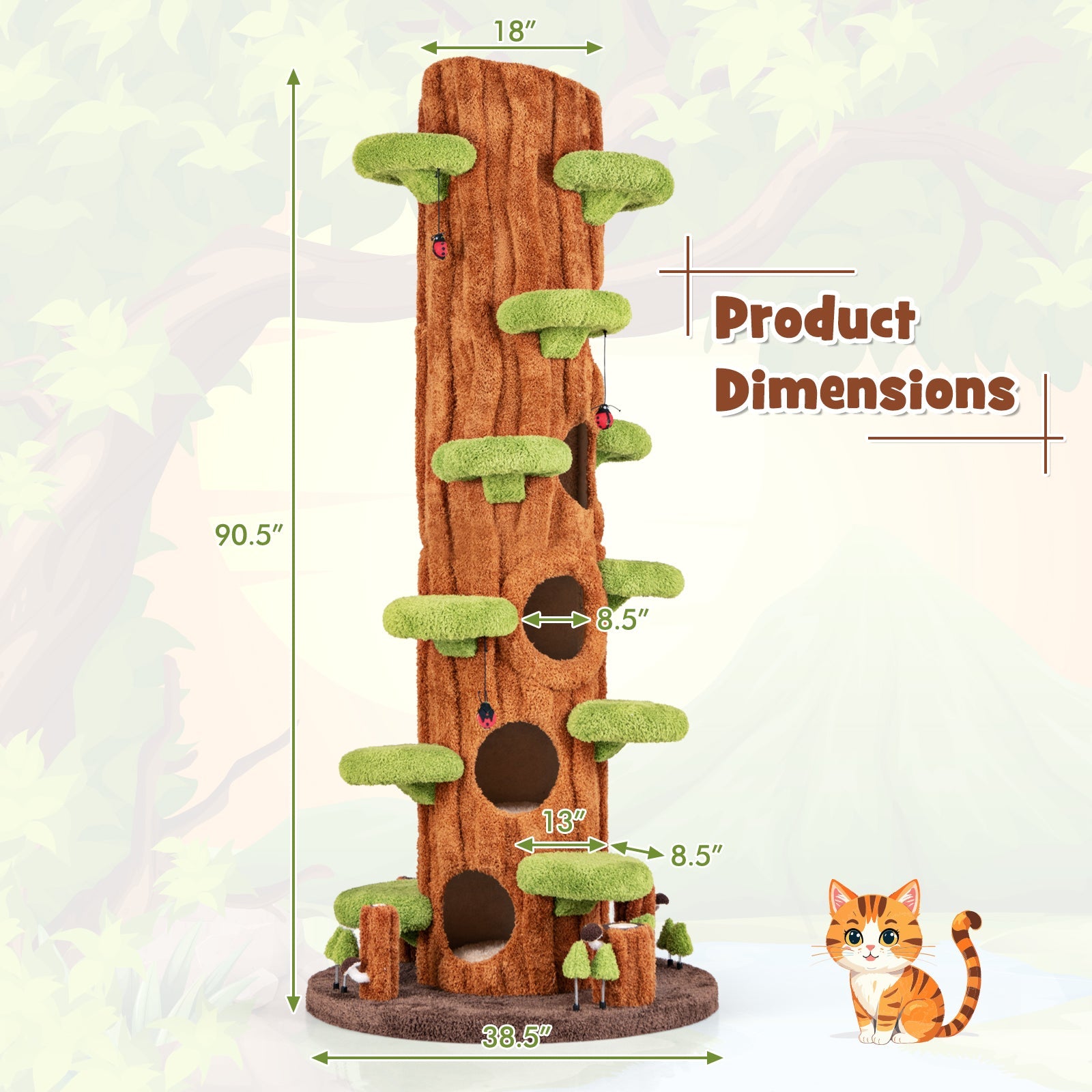 Costway 90.5" Tall Multifunctional Cat Tree Private Condos Indoor Cats 578692314 New