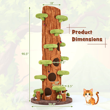 Costway 90.5" Tall Multifunctional Cat Tree Private Condos Indoor Cats 578692314 New