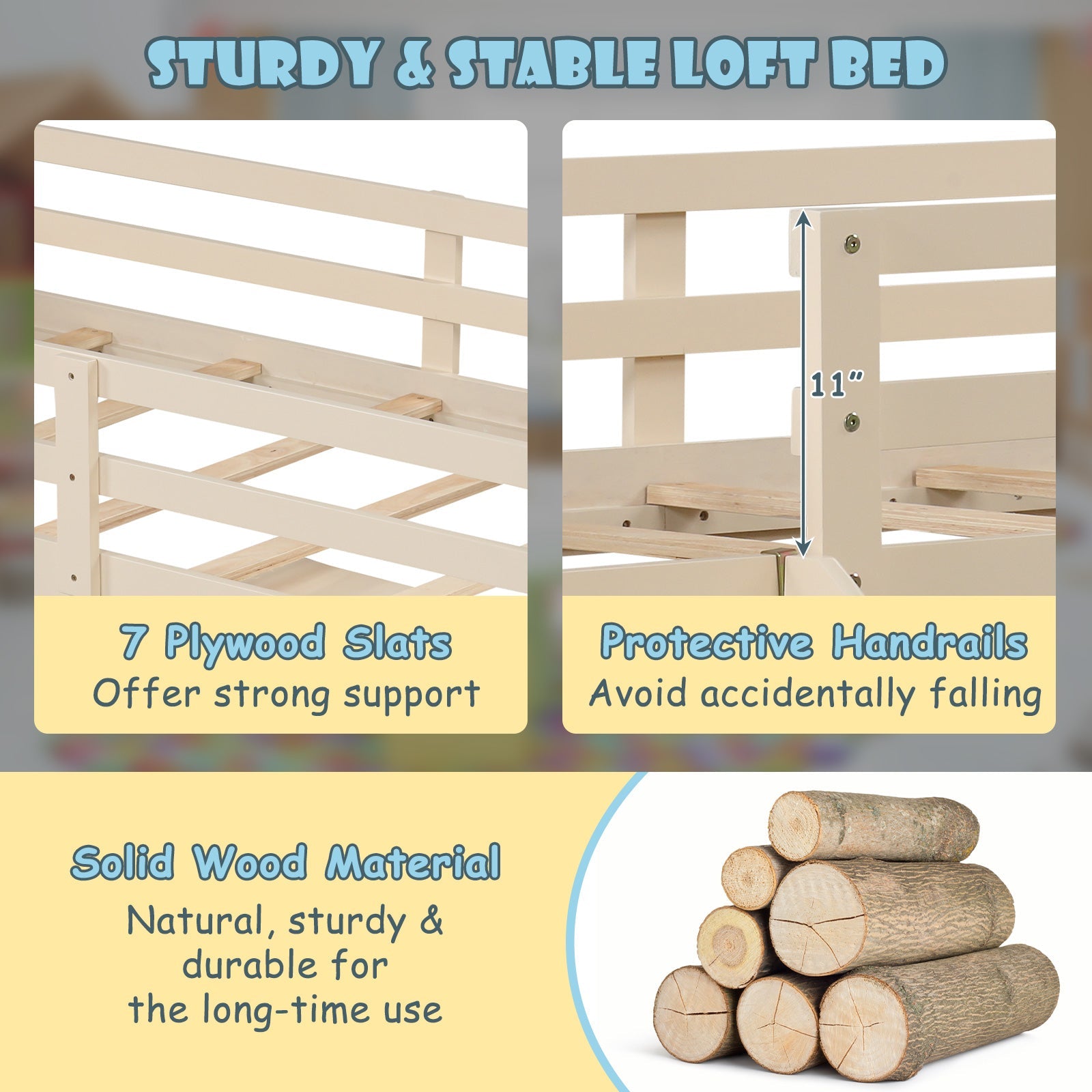 Costway Twin Loft Bed w/ Slide Ladder Drawers for Kids Teens 74651298 New