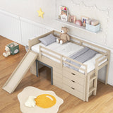 Costway Twin Loft Bed w/ Slide Ladder Drawers for Kids Teens 74651298 New